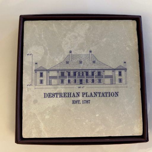 Destrehan Plantation Blue Print Marble Coaster